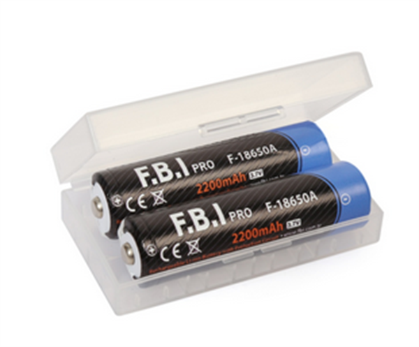 F.B.I F 18650A 3.7V 2200mAh Şarj Edilebilir Li-ion Pil El Feneri Pili 2 Adet+Pil Kutusu Hediye