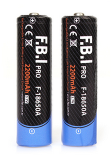 F.B.I F 18650A 3.7V 2200mAh Şarj Edilebilir Li-ion Pil El Feneri Pili 2 Adet+Pil Kutusu Hediye