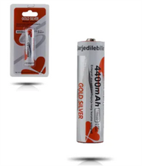 Gold Silver 18650 Pil 4400MAH 3.7V 9.6WH Li-Ion Batarya Aşırı Şarj Koruma Devreli