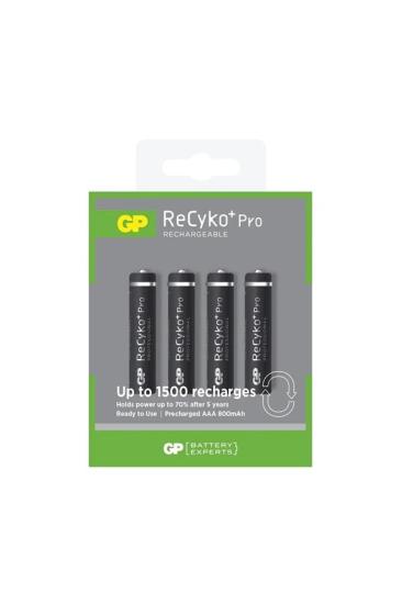 GP ReCyko Pro 800mAh AAA Şarj Edilebilir İnce Kalem Pil 4’lü Paket