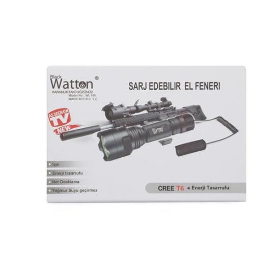 Güçlü Tüfek Aparat Uyumlu Şarjlı Fener Watton Wt-149