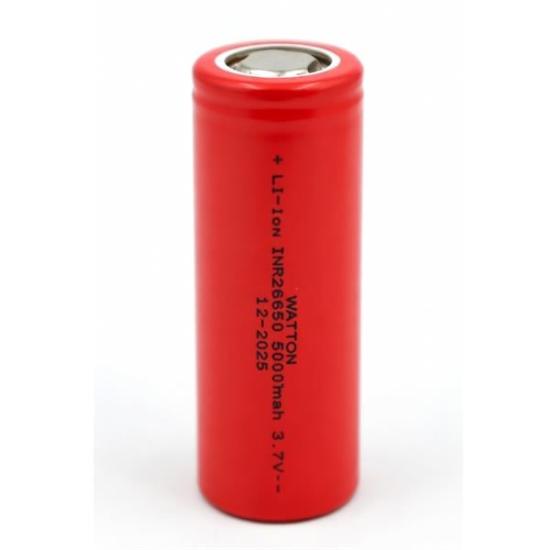 Watton INR 26650 5000mAh 3.7V Li-ion Şarj Edilebilir Pil - Kırmızı