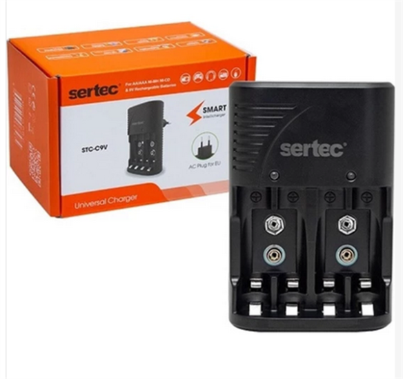 Sertec STC-C9V AA-AAA-9V Uyumlu Universal 4’lü Pil Şarj Aleti