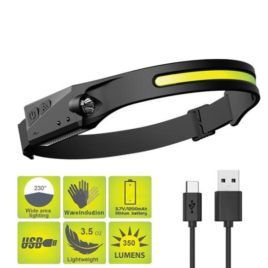 Gold Orion KM-211 COB LED Sensörlü USB Şarjlı Su Geçirmez Kafa Feneri - 6 Modlu, Ayarlanabilir