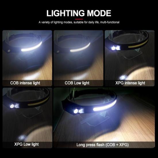 Gold Orion KM-211 COB LED Sensörlü USB Şarjlı Su Geçirmez Kafa Feneri - 6 Modlu, Ayarlanabilir