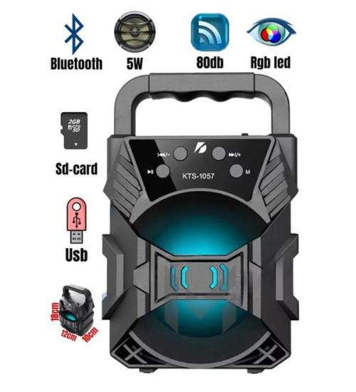Kts-1057 Işıklı Bluetooth Hoparlör Ses  Yüksek Ses
