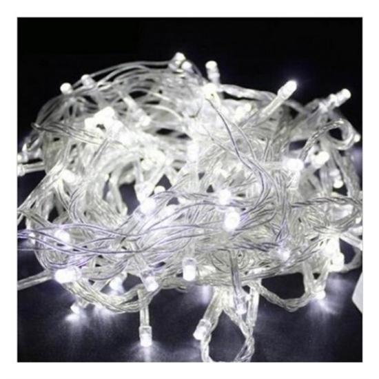 Yılbaşı Şeffaf Kablo 10m 100 Ampul Led Işık Beyaz Eklenebilir