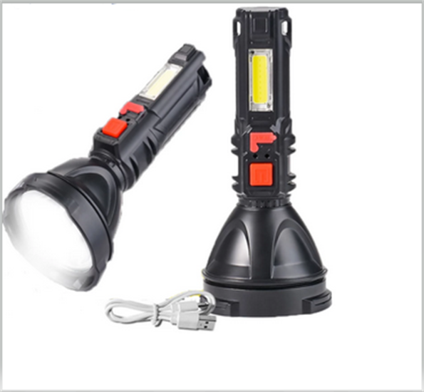 Polizei P-1000 Uzun menzilli süper parlak el feneri USB şarj edilebilir COB LED flaş güçlü su geçirmez taktik El Feneri
