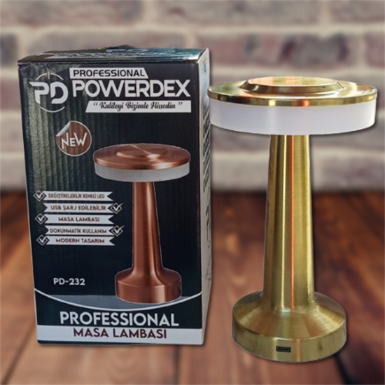 Powerdex PD-232 IPX4 Ledli Profesyonel Şarjlı Masa Lambası