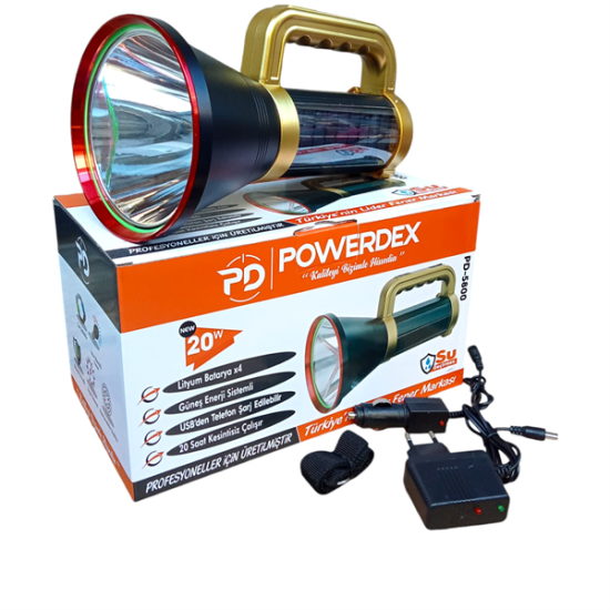 Powerdex PD-5800 | 20W Güneş Enerjili Şarjlı Fener
