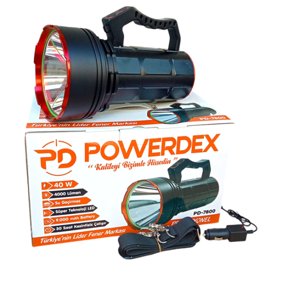 Powerdex PD-7800 40W 4000 Lümen Şarjlı El Feneri