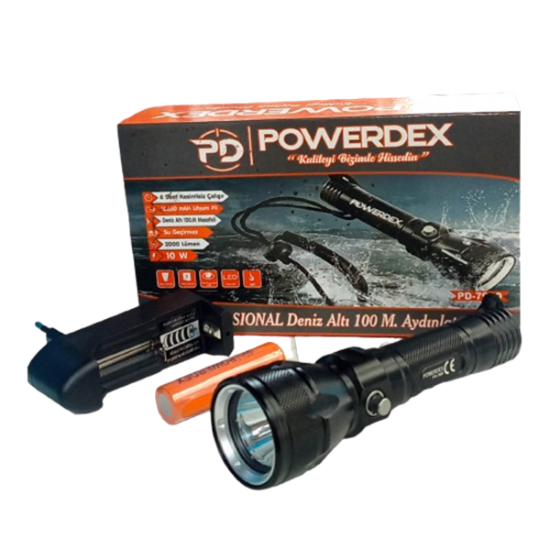 Powerdex PD-7900 100 Metre 10 W 2000 Lümen Profesyonel Deniz Altı Feneri