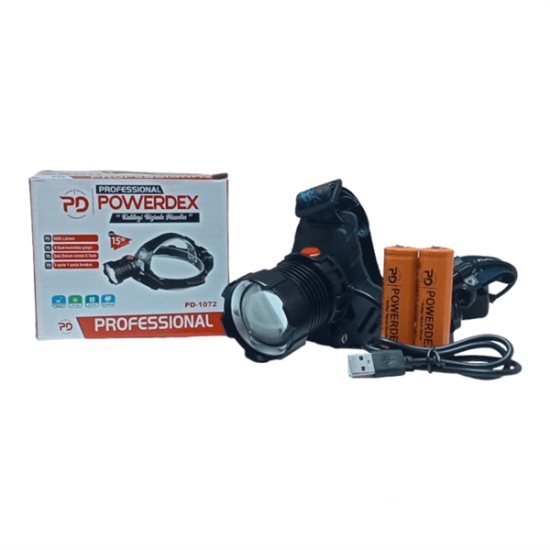 Powerdex pd-1072 15w Şarjlı Zoomlu Güçlü Kafa Feneri