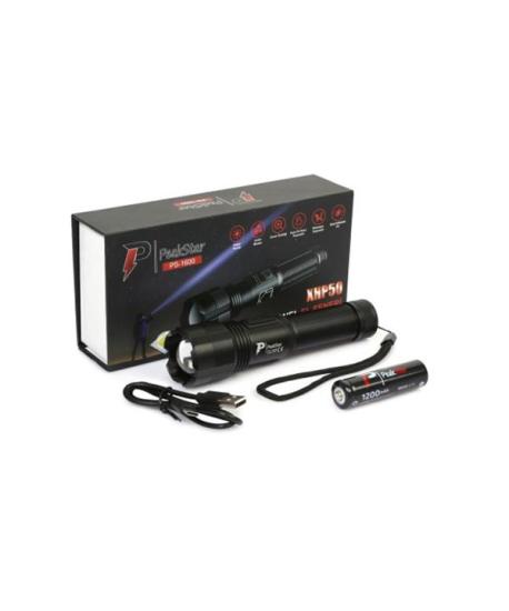 PeakStar PS-1600 3000 Lümen Süper Parlak LED Zoomlu 5 Mod Su Geçirmez Profesyonel Kamp Bekçi Avcı Feneri