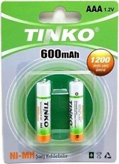 Tinko 1.2V aaa Şarjli 600Mah 2’Li Blister Paket İnce Pil