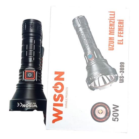 Wison WS-3899 50W Uzun Menzilli El Feneri Süper Parlak Beyaz Lazer LED Işık