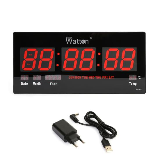 Büyük Ekran LED Dijital Duvar Saati Tarih ve Sıcaklık Göstergeli WT-109