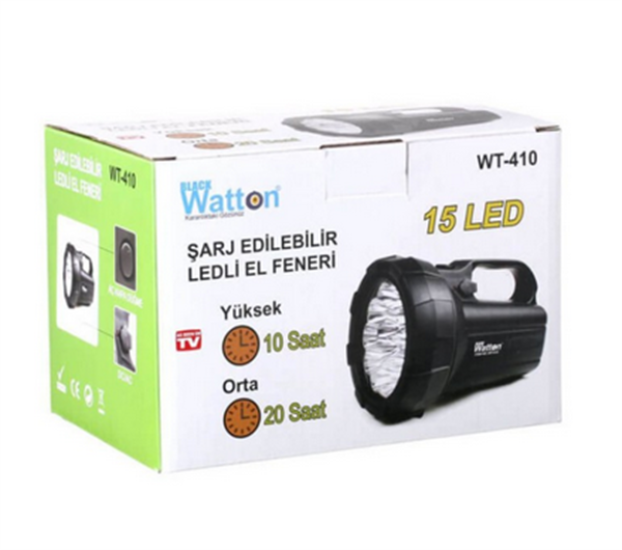 Watton Wt-410 Sarjlı Spot 15 power Ledli El Feneri