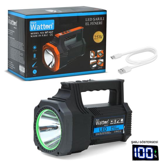 25W LED Şarjlı El Feneri – Kamp, Av ve Acil Durum için Güçlü Aydınlatma WT-417