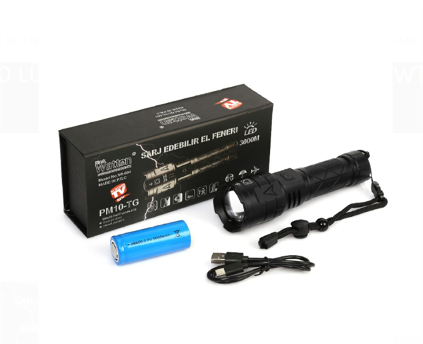 Watton WT-604 3000Lümen P50 LED Şarjlı El Feneri