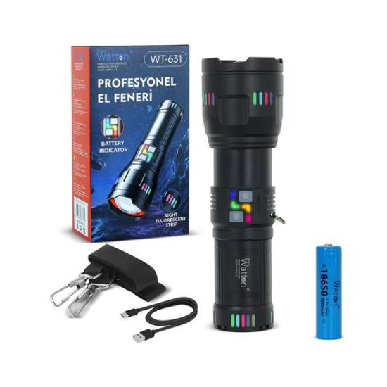 WATTON WT-631 Lazer Etkili Profesyonel El Feneri 30000 Lümen
