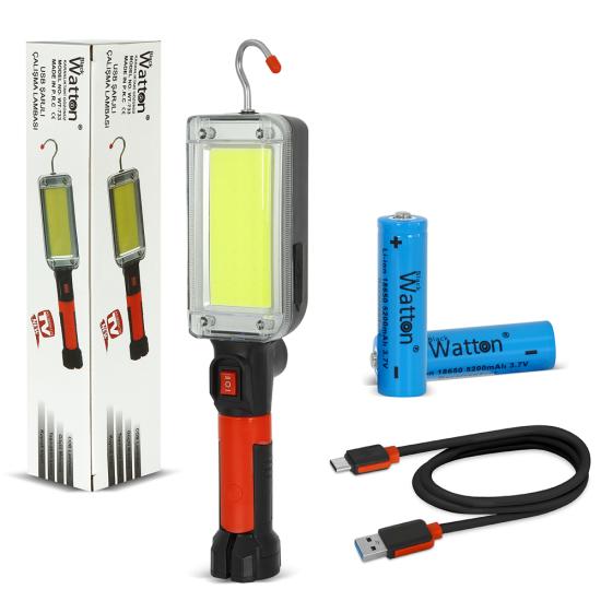 USB Şarjlı Oto Tamirci Çalışma Lambası – Manyetik, Askılı, Yüksek Parlak LED El Feneri WT-733
