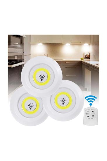 LED Işık Kablosuz Uzaktan Kumandalı 3lü Led Ampul Seti Gece Lamba