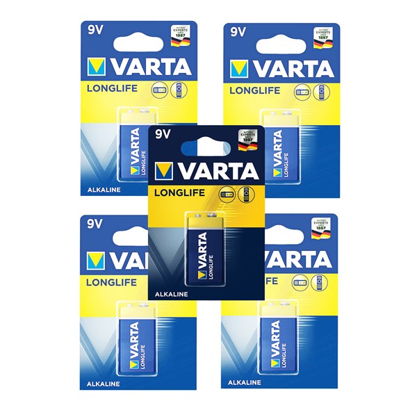 Varta Longlife Alkaline 9 Volt Pil Tekli Kartela 5 Adet