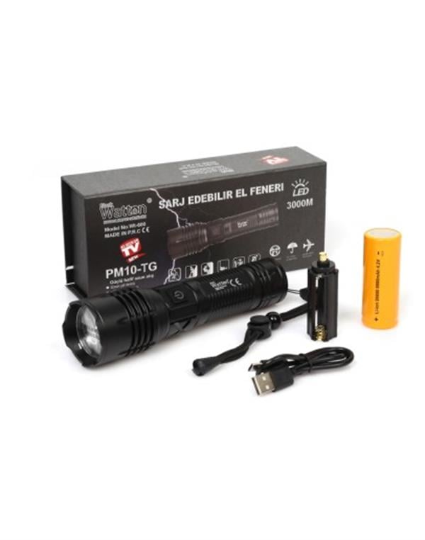 WATTON WT-600 / 3000 LÜMEN GÜÇLÜ EL FENERİ