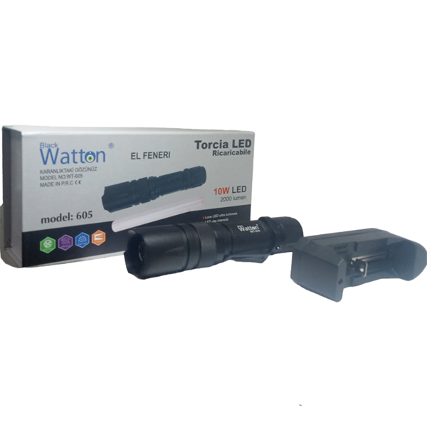 10W 2000 Lümen 4 Renk Güçlü EL Feneri Watton Wt-605 Zoomlu