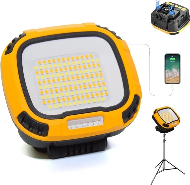  Wison WS-582 3500 Lümen Şarjlı Led Çalışma Lambası - 6400 mAh Powerbankli Mıknatıslı Kamp Projektörü