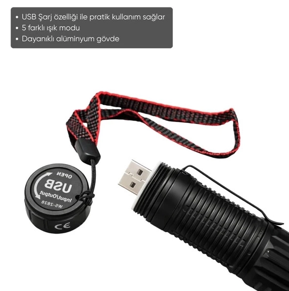  Wison WS-2828 10W 1000 Lümen Mıknatıslı Şarjlı Taktik El Feneri: Küçük Boy, Maksimum Güç!