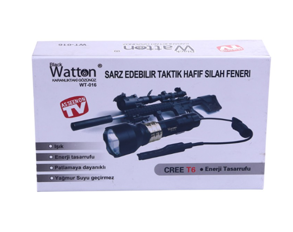 Watton WT-016 Sarı Işık 600 Lümen Özel Şarjlı Avcı Feneri
