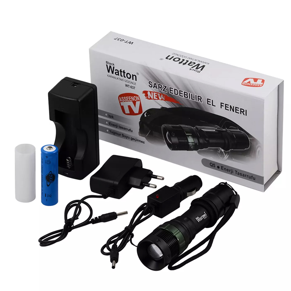 Zoomlu Güçlü El Feneri Ayarlanabilir Işık Açısı Yüksek Performans LED Aydınlatma WT-037