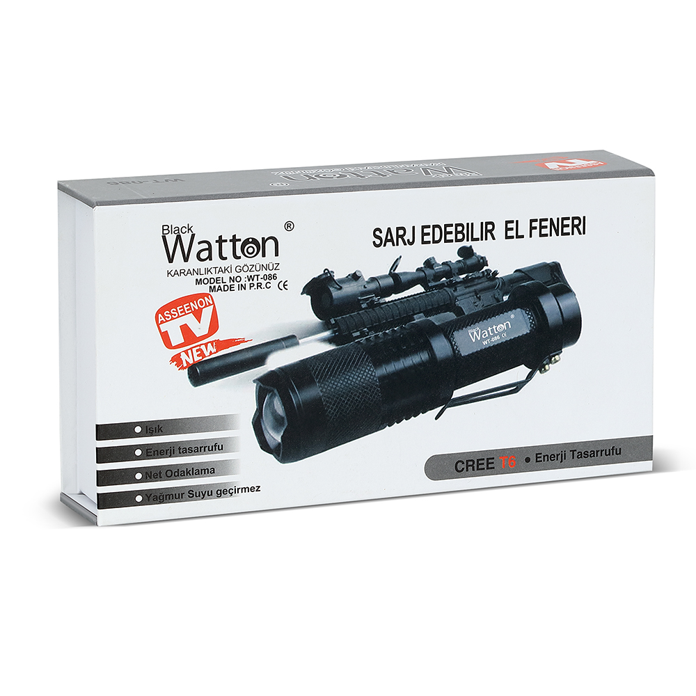 Orijinal 800 Lümen T6 Şarjlı LED El Feneri – Uzun Menzilli Profesyonel Model WT-086