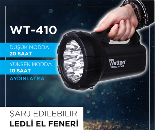 Watton Wt-410 Sarjlı Spot 15 power Ledli El Feneri