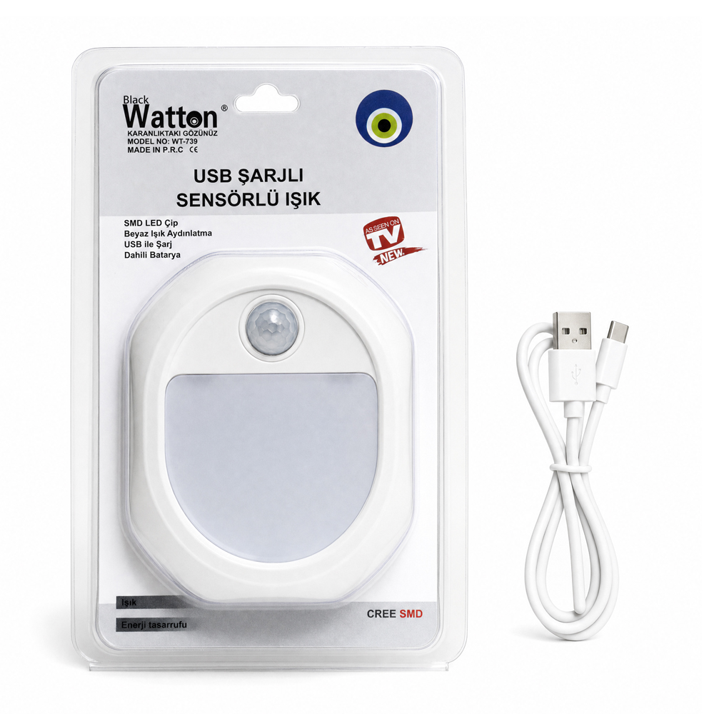 HAREKET SENSÖRLÜ USB ŞARJLI LED LAMBA WT-739